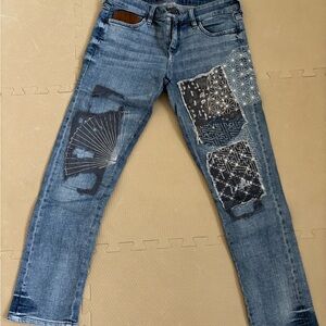 Pilcro and the Letterpress Blue Patchwork Straight Leg Jeans